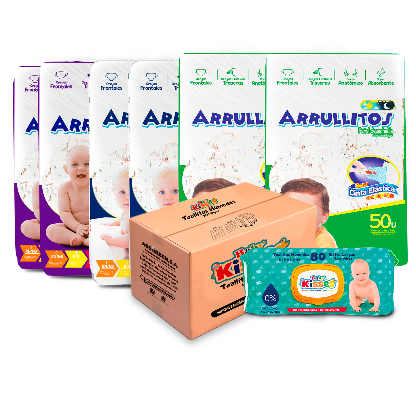 COMBO VERANO, 6 Paquetes de pañal/ 1 caja de Toalla húmeda XL