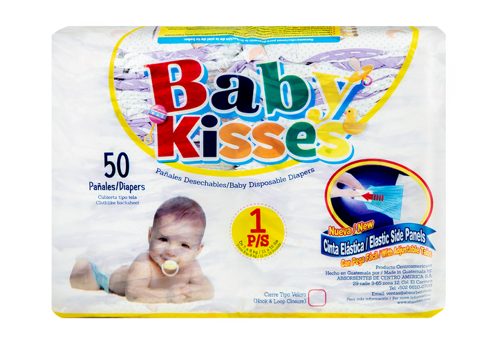 Pañal Baby Kisses - 50 unidades P/S (de 11 a 18 lbs)