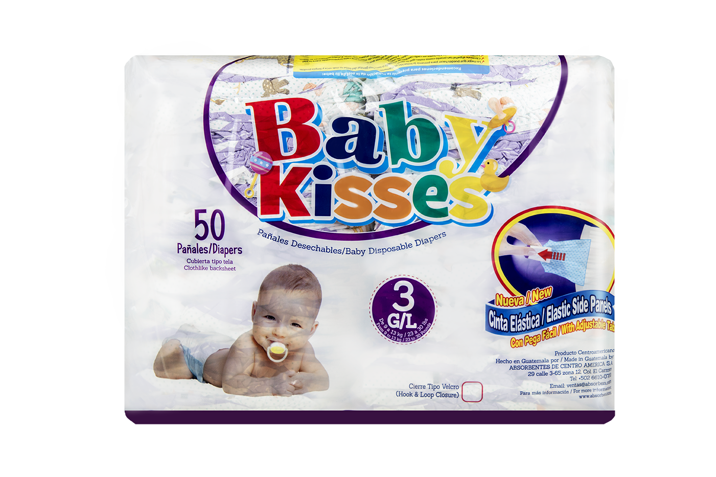 Pañal Baby Kisses 50 unidades - G/L (de 23 a 30 lbs)