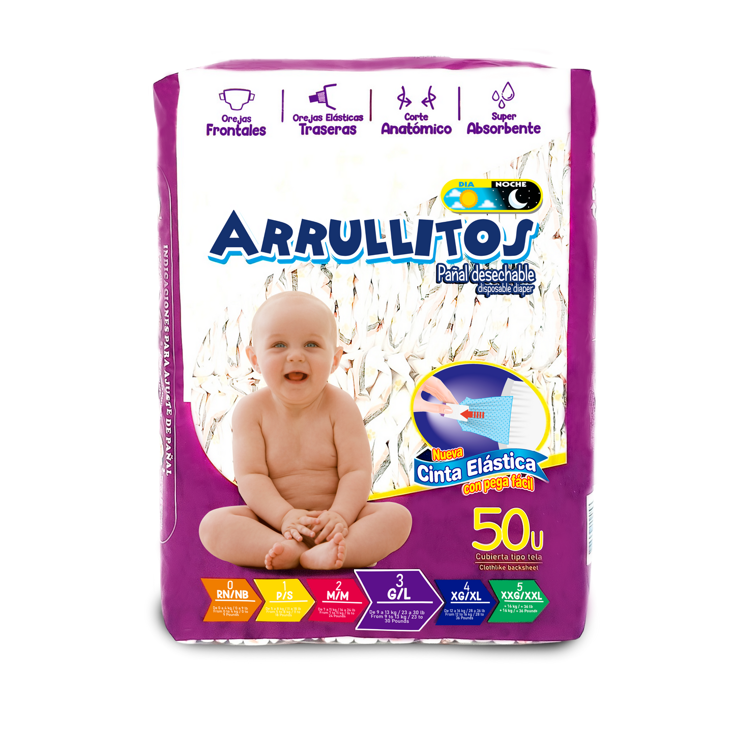 Pañal Arrullitos - 50 unidades G/L (de 23 a 30 lbs)