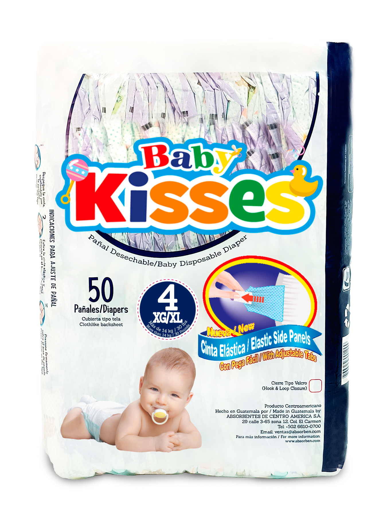 Pañal Baby Kisses - 50 unidades XG/XL (de 28 a 36 lbs)
