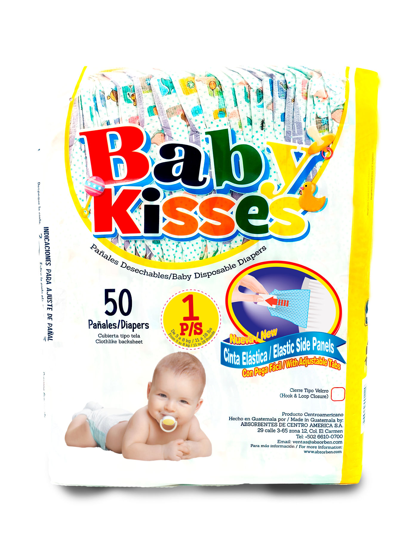 Pañal Baby Kisses - 50 unidades P/S (de 11 a 18 lbs)