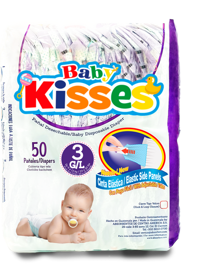 Pañal Baby Kisses 50 unidades - G/L (de 23 a 30 lbs)