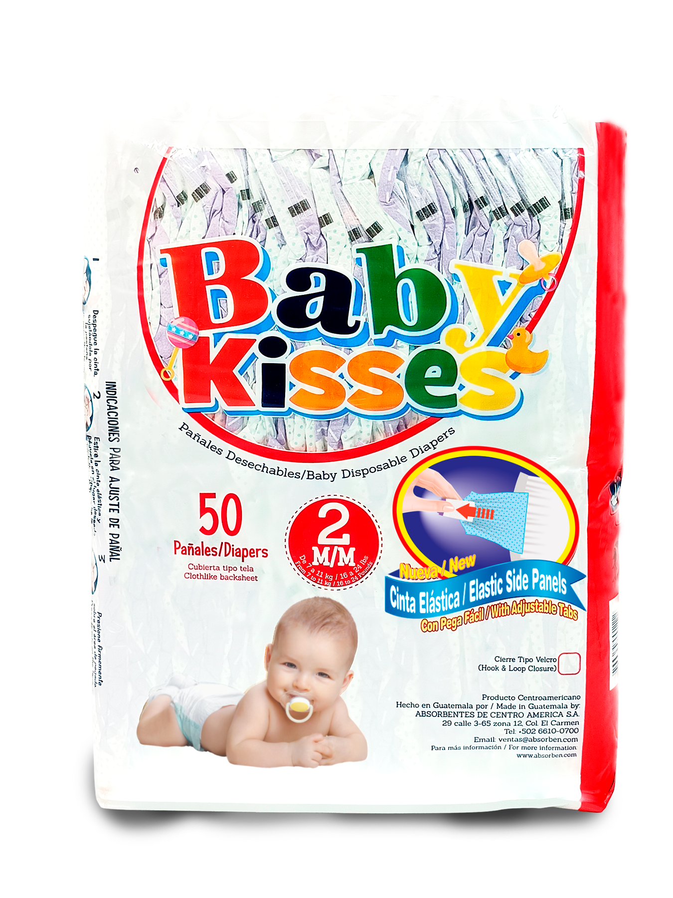 Pañal Baby Kisses - 50 unidades M/M (de 16 a 24 lbs)