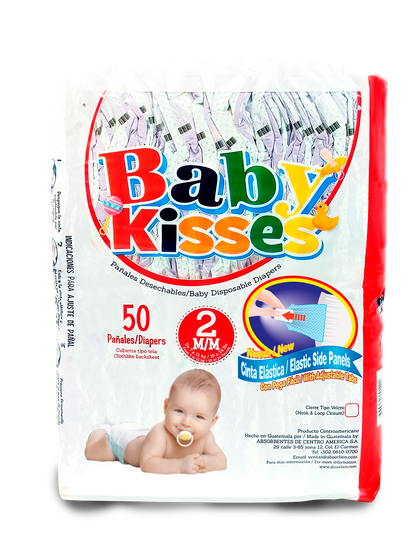 Pañal Baby Kisses - 50 unidades M/M (de 16 a 24 lbs)