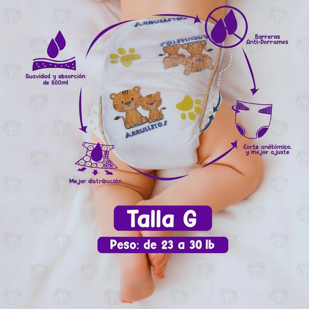 Pañal Arrullitos - 50 unidades G/L (de 23 a 30 lbs)