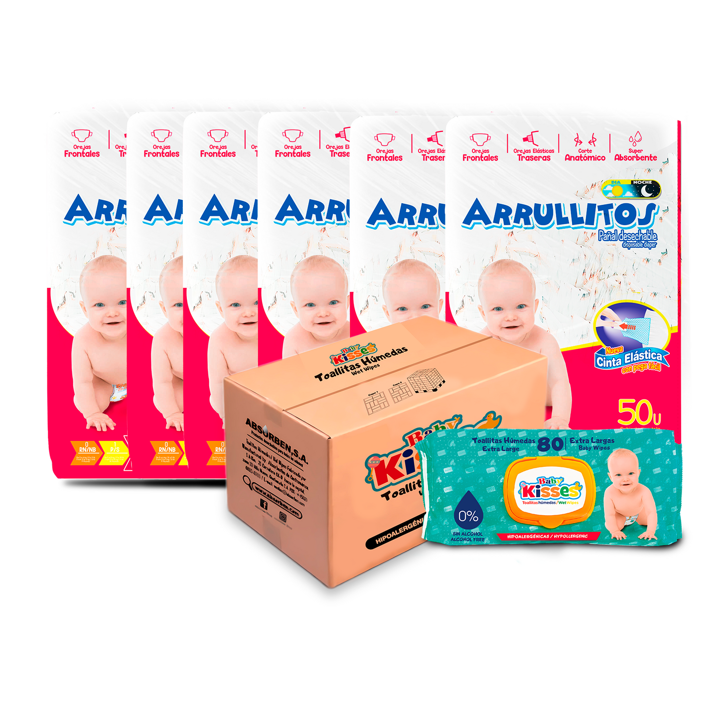 COMBO VERANO, 6 Paquetes de pañal/ 1 caja de Toalla húmeda XL