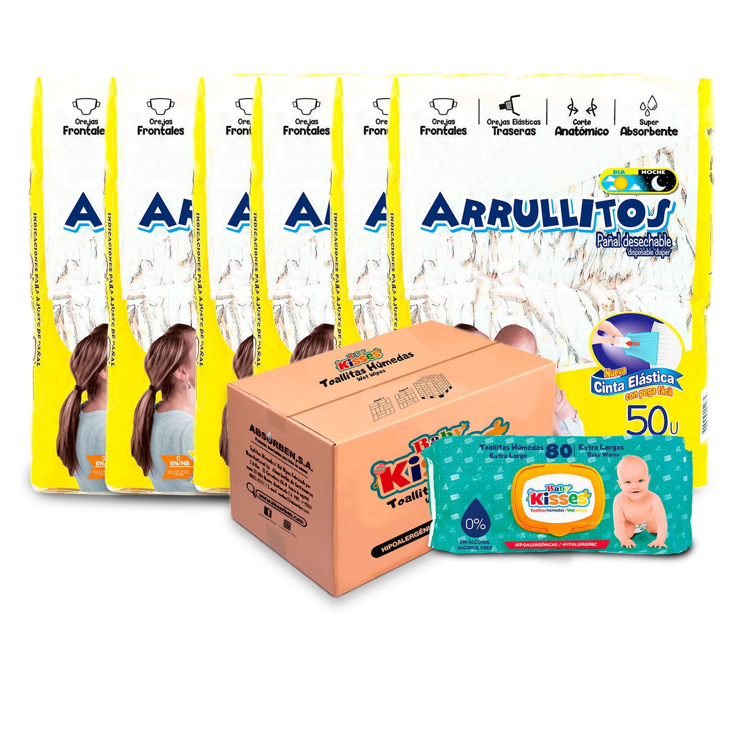 COMBO VERANO, 6 Paquetes de pañal/ 1 caja de Toalla húmeda XL