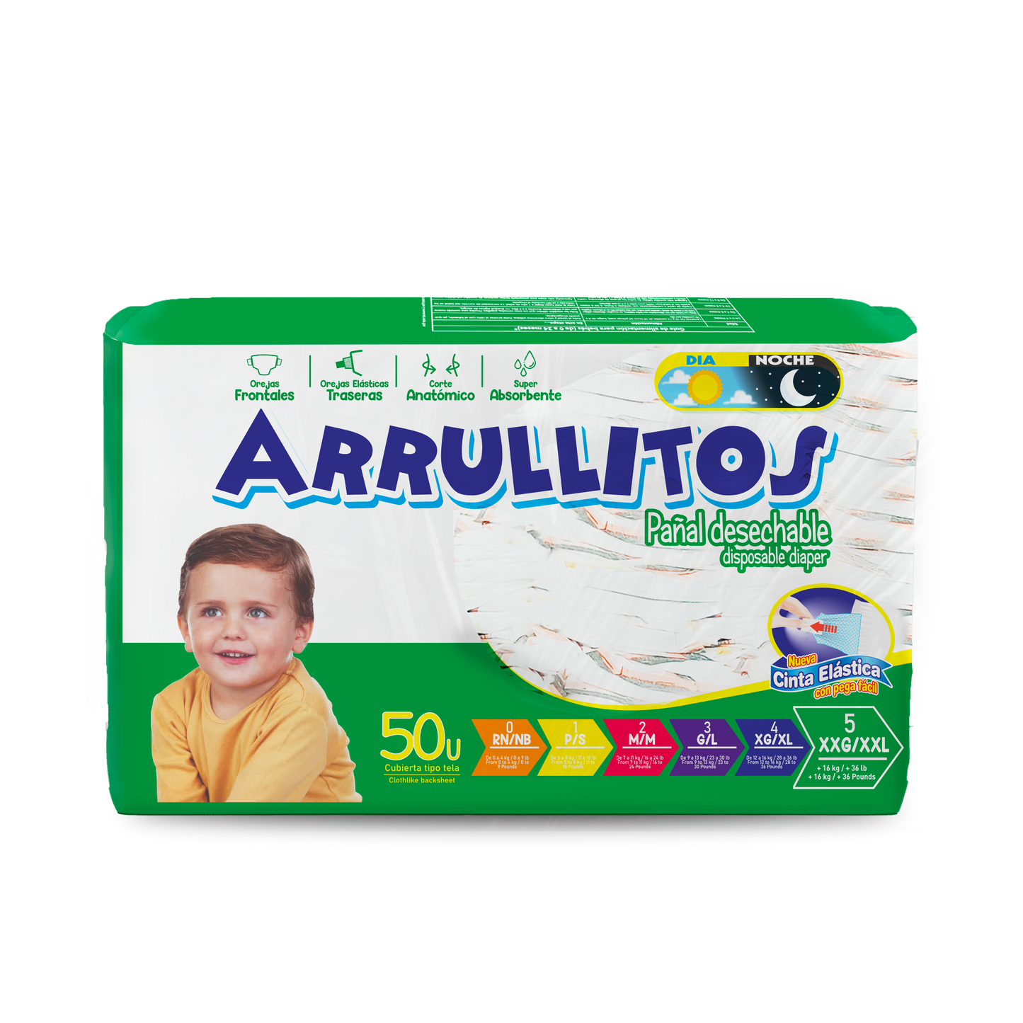 Pañal Arrullitos - 50 unidades XXG (+36 Libras)