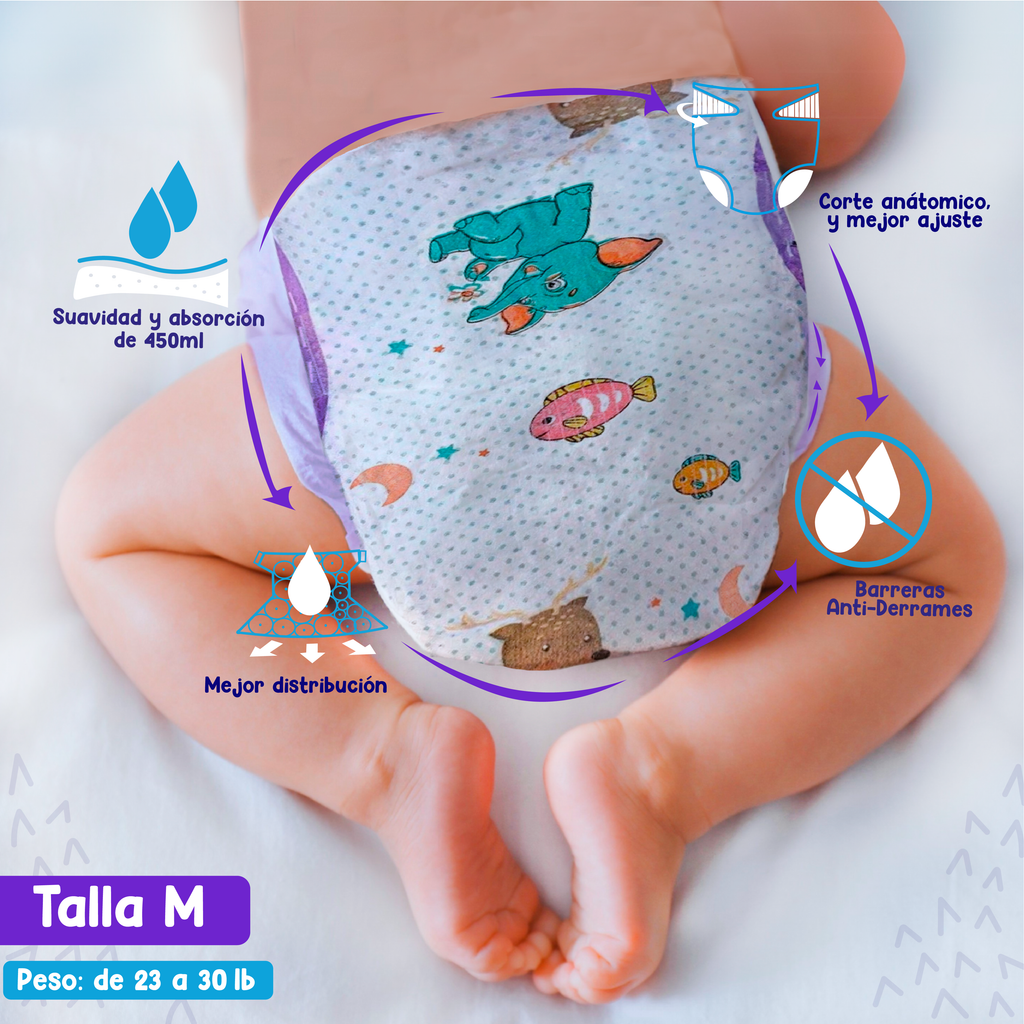 Pañal Baby Kisses 50 unidades - G/L (de 23 a 30 lbs)