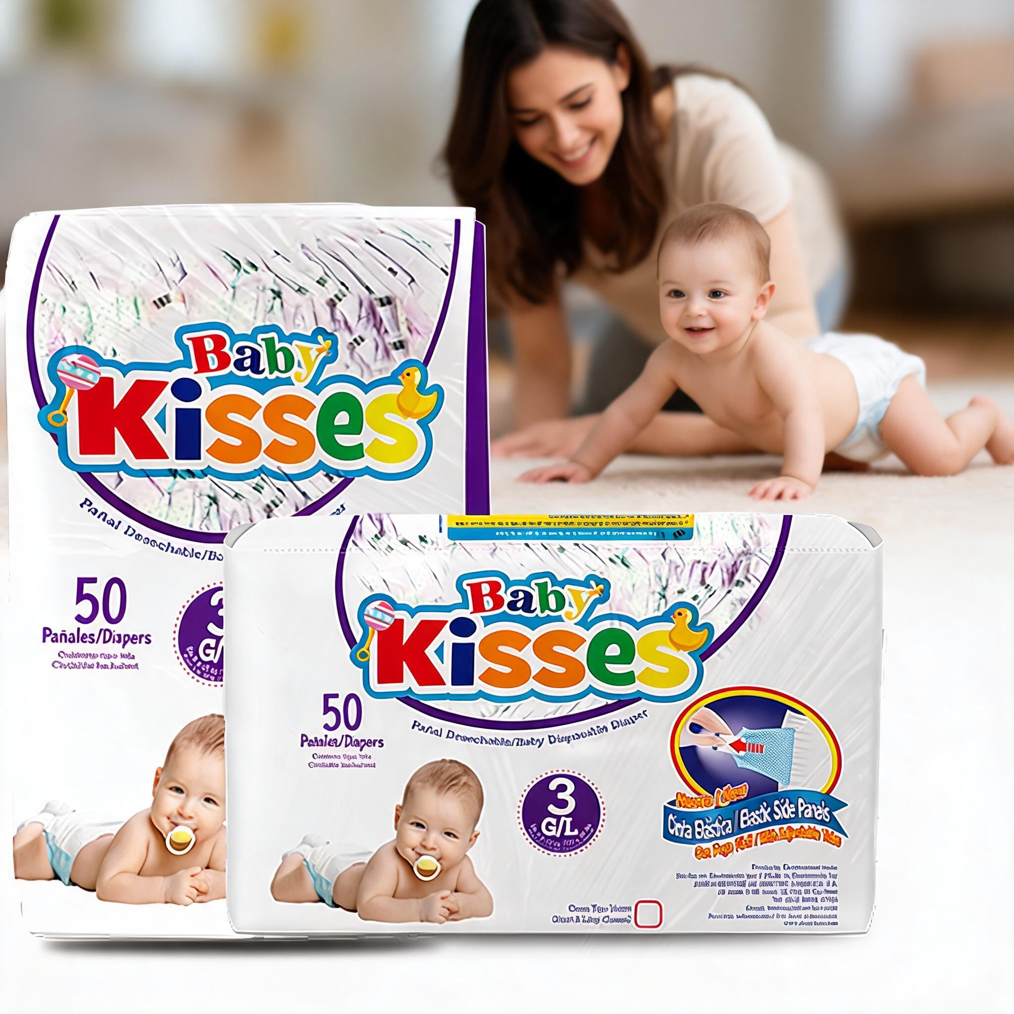 Pañal Baby Kisses 50 unidades - G/L (de 23 a 30 lbs)