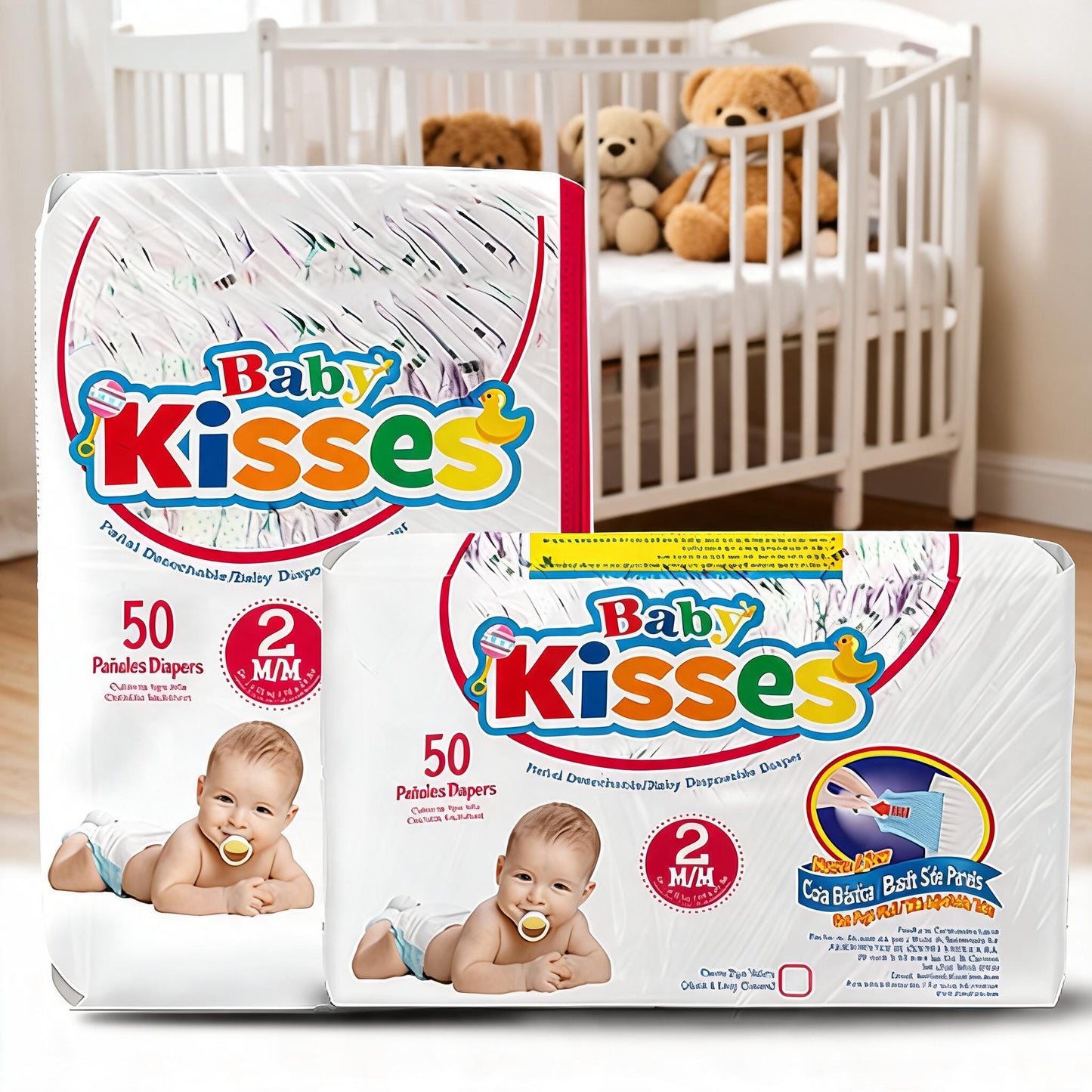 Pañal Baby Kisses - 50 unidades M/M (de 16 a 24 lbs)