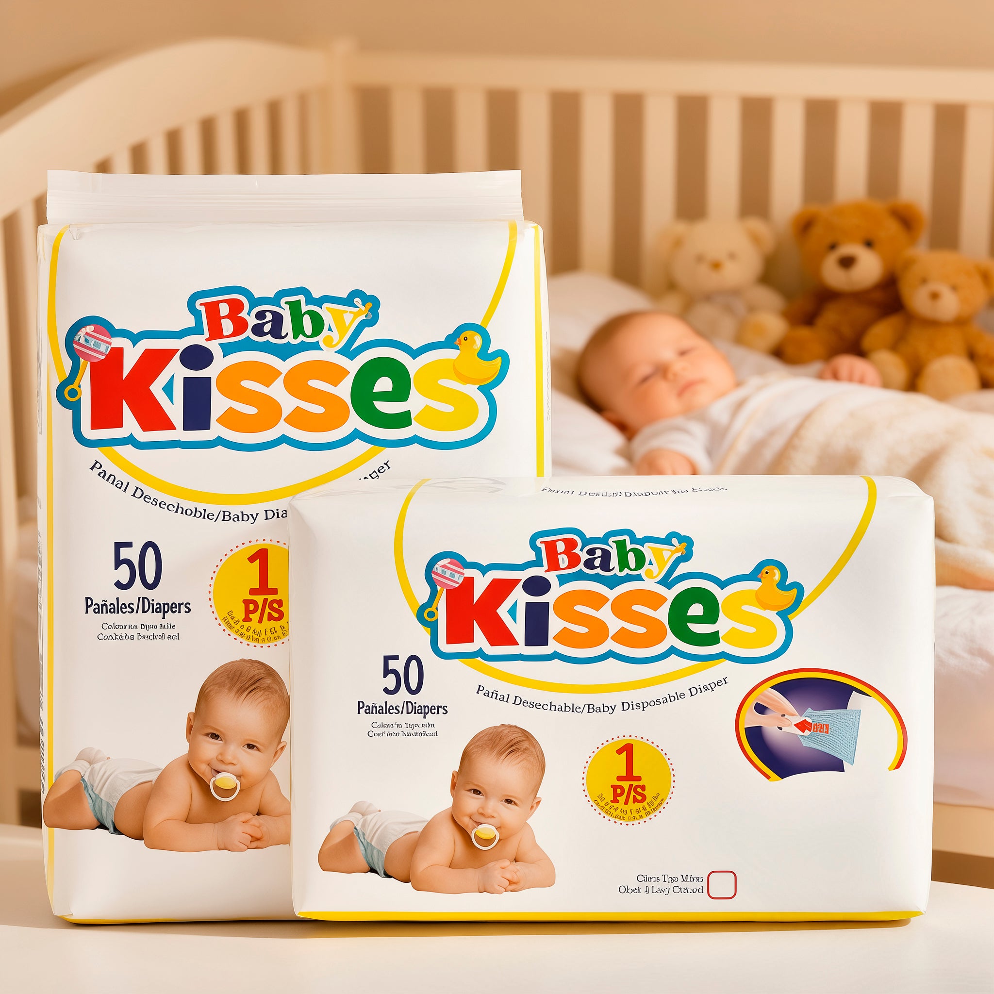 Pañal Baby Kisses - 50 unidades P/S (de 11 a 18 lbs)