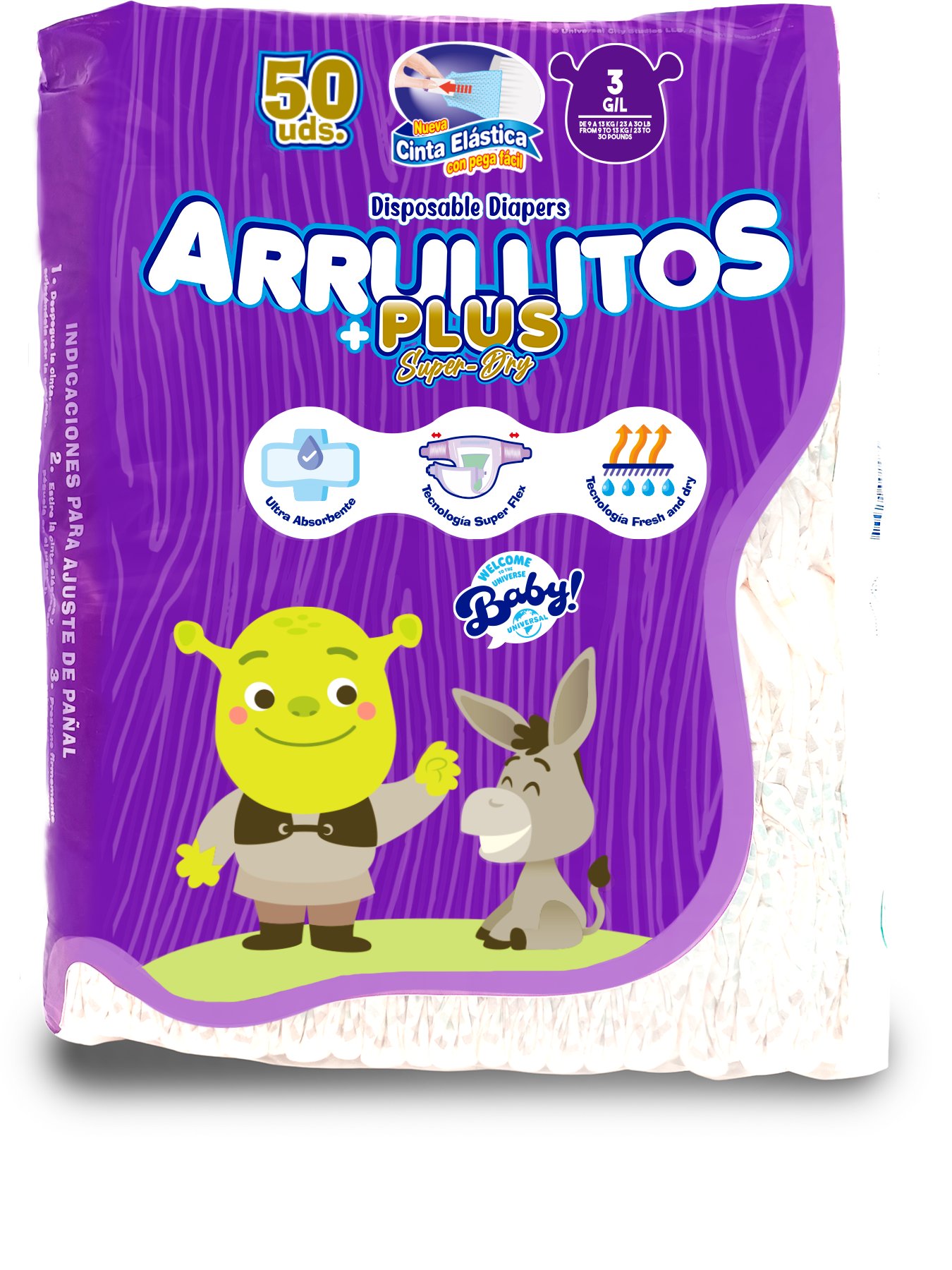 Pañal Arrullitos Plus - 50 unidades G/L (23 a 30 libras)