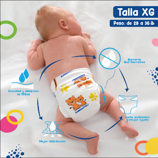 Pañal Arrullitos Plus - 50 unidades (28 a 36 libras)