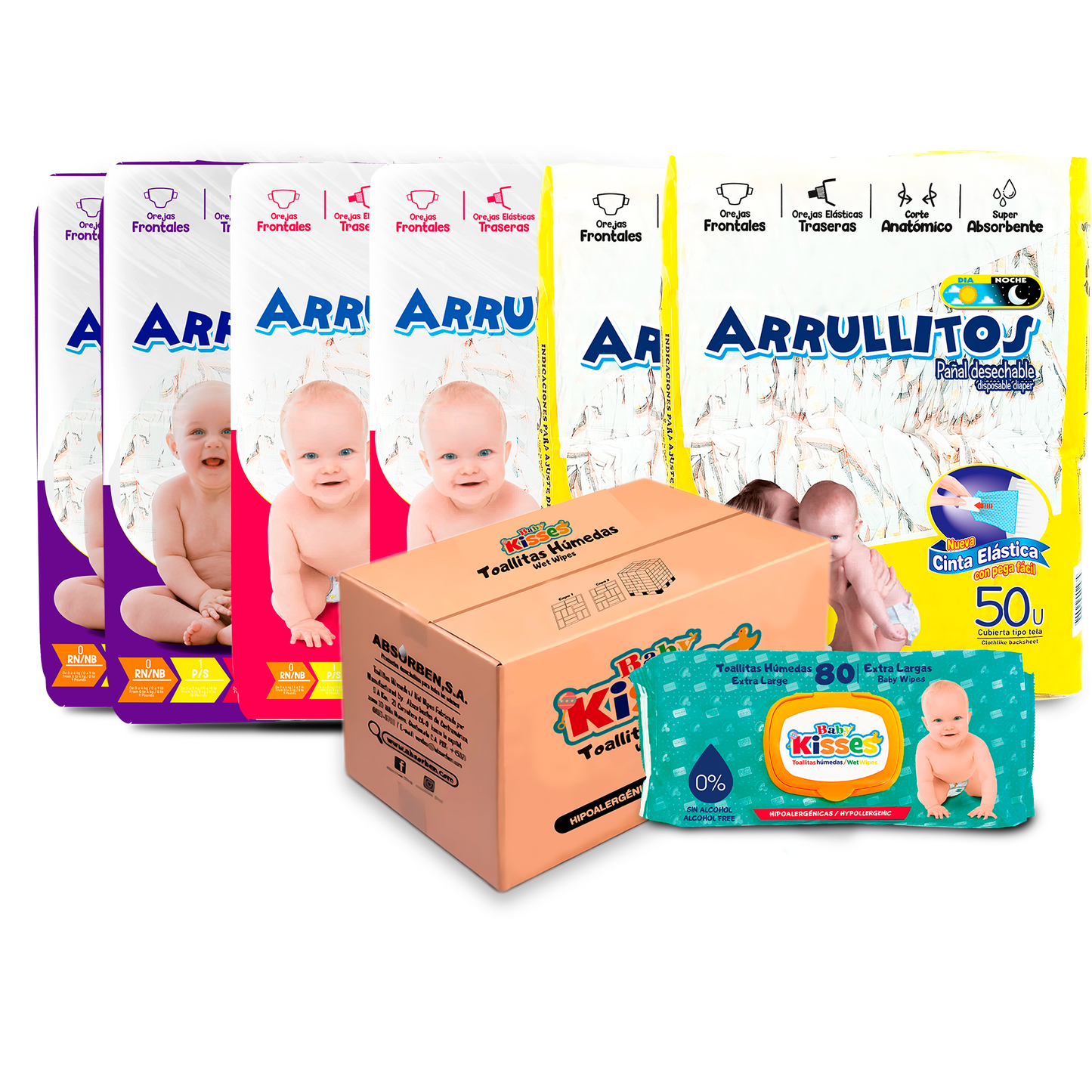 COMBO VERANO, 6 Paquetes de pañal/ 1 caja de Toalla húmeda XL