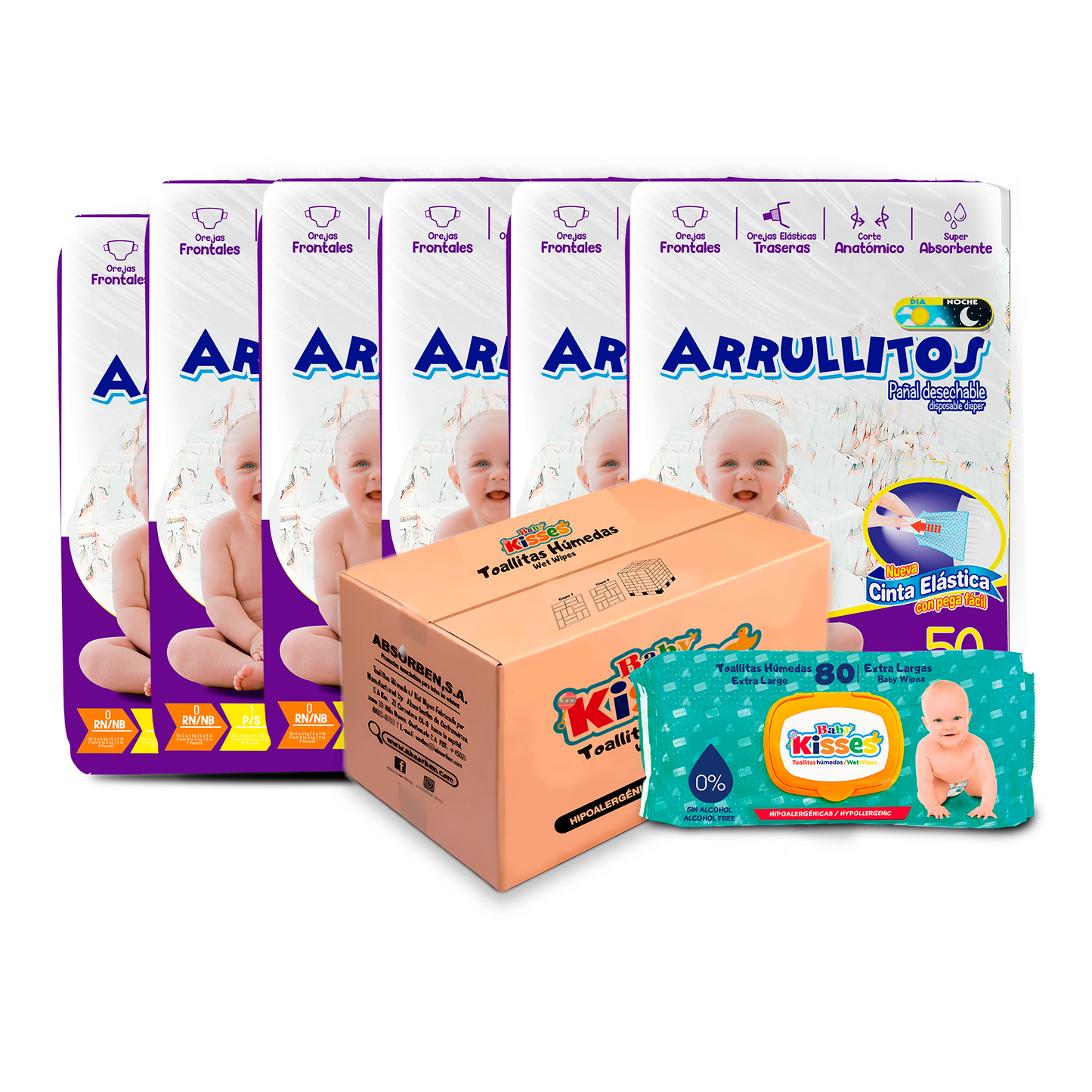 COMBO VERANO, 6 Paquetes de pañal/ 1 caja de Toalla húmeda XL