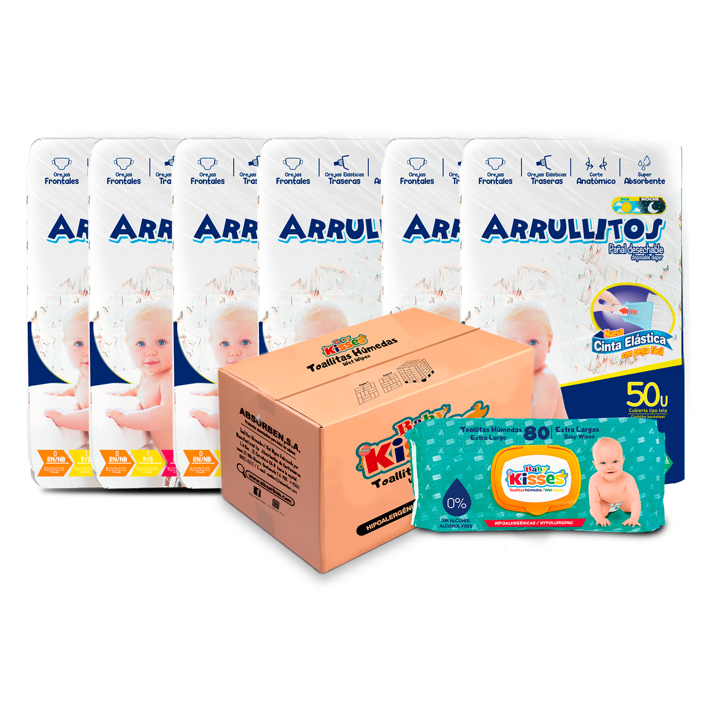 COMBO VERANO, 6 Paquetes de pañal/ 1 caja de Toalla húmeda XL