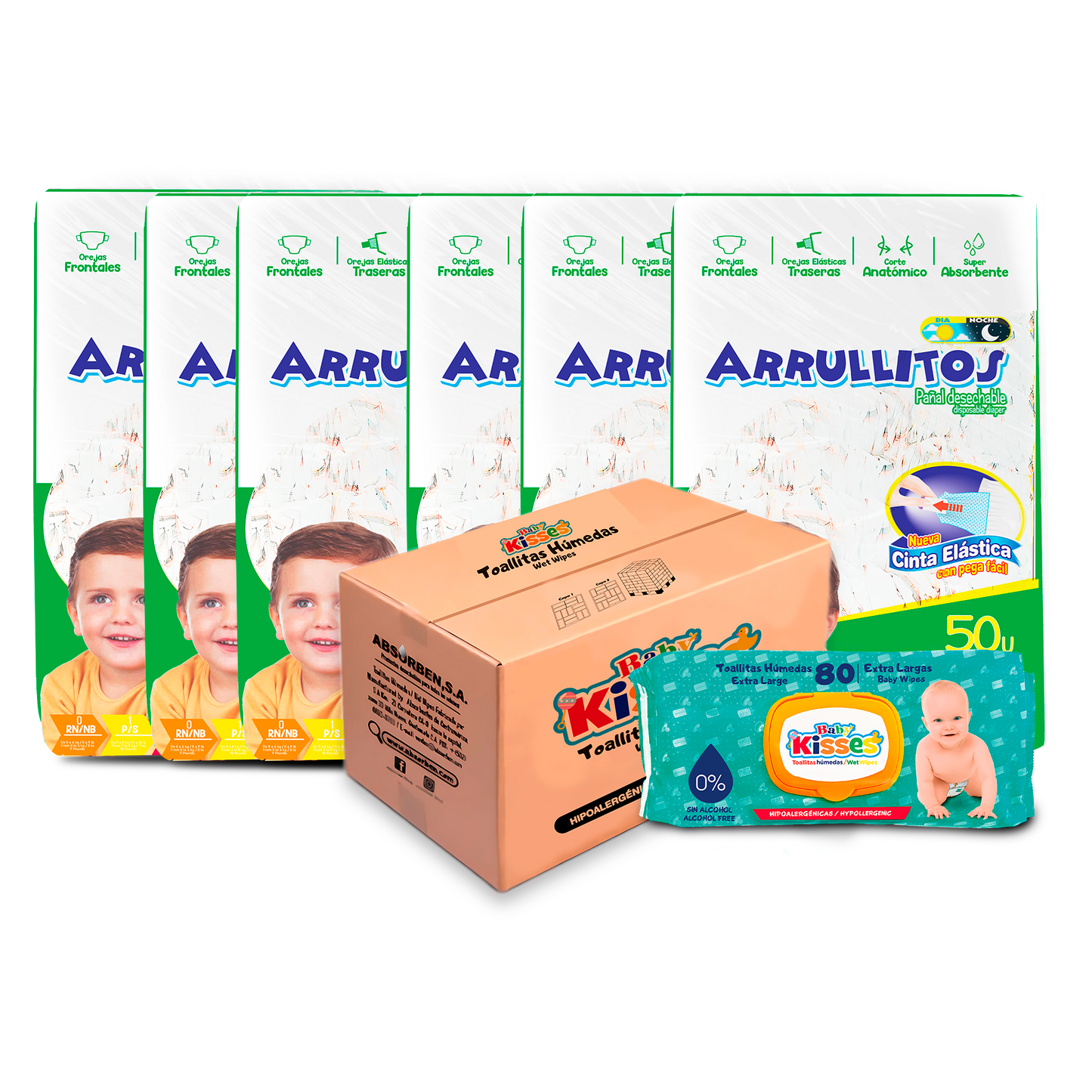 COMBO VERANO, 6 Paquetes de pañal/ 1 caja de Toalla húmeda XL