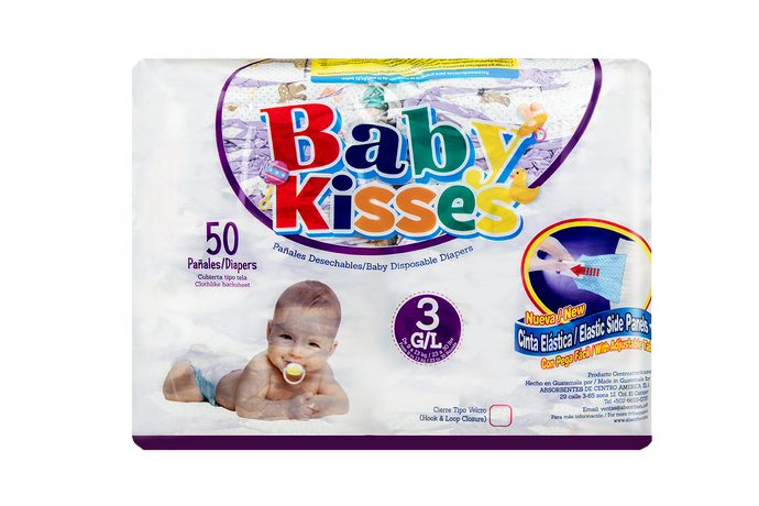 Pañal Baby Kisses 50 unidades - G/L (de 23 a 30 lbs)