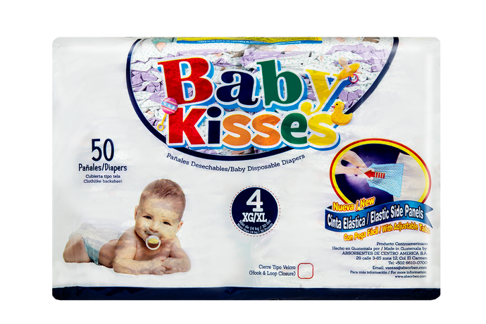 Pañal Baby Kisses - 50 unidades XG/XL (de 28 a 36 lbs)